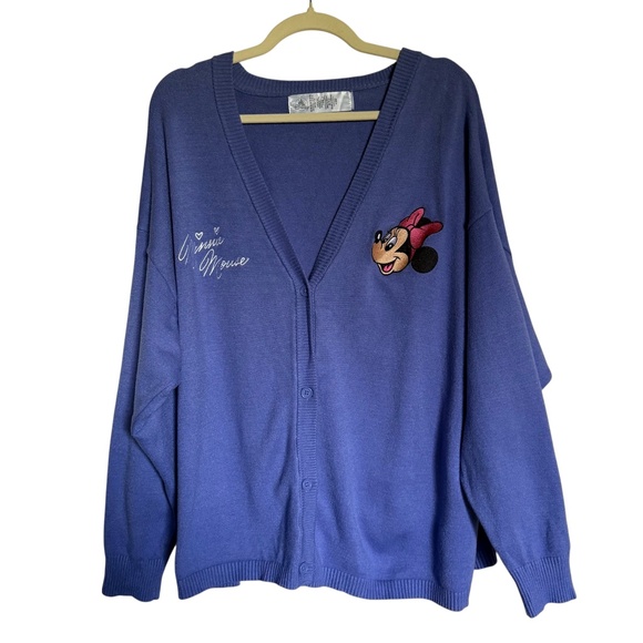 Disney Sweaters - Disney Purple Minnie Mouse Embroidered Knit Cardigan Plus Size 2X